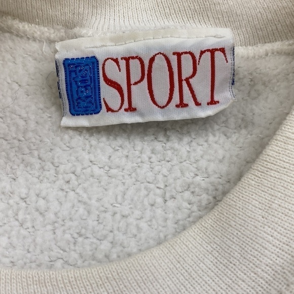 VINTAGE 80s KEDS SPORT White Crewneck Pullover Sweatshirt S/M Retro Athleisure - Picture 6 of 9